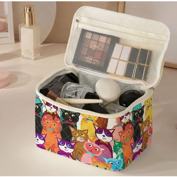 Cat Travel Makeup Organizer Large Capacity Cosmetic & Accessories Storage - Picture 4 of 6